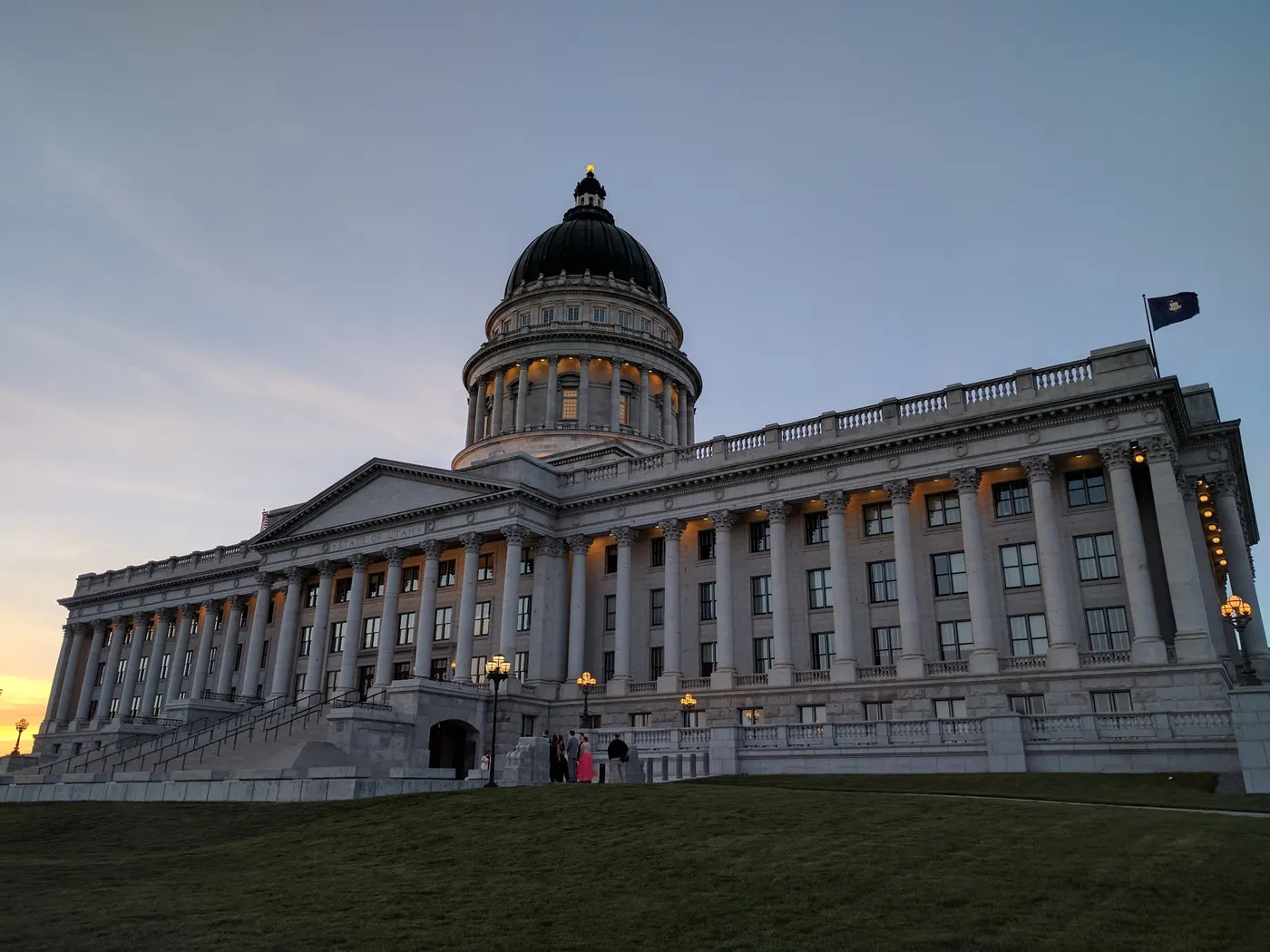 State capitol building at dusk
