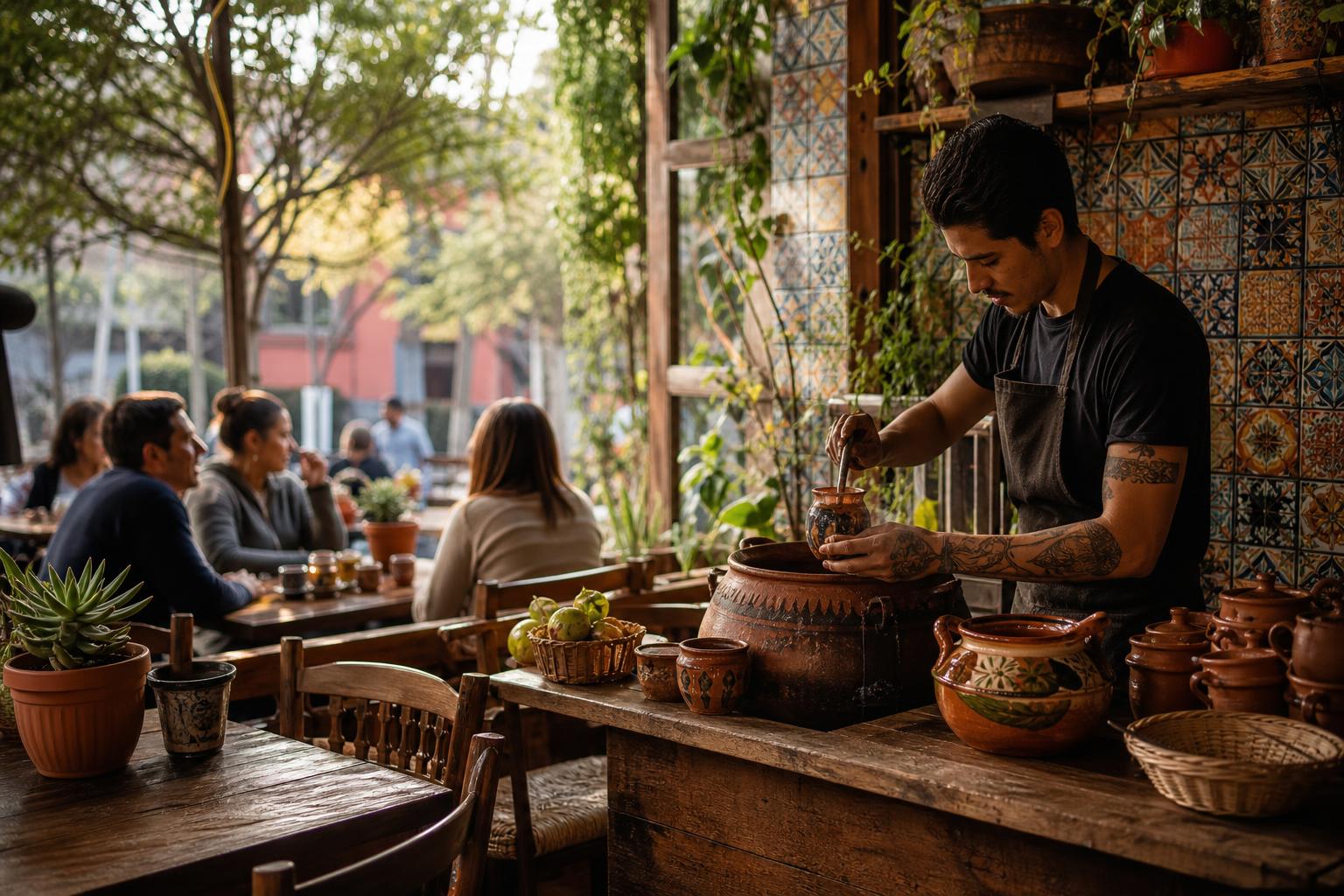 Café and street life in Mexico City