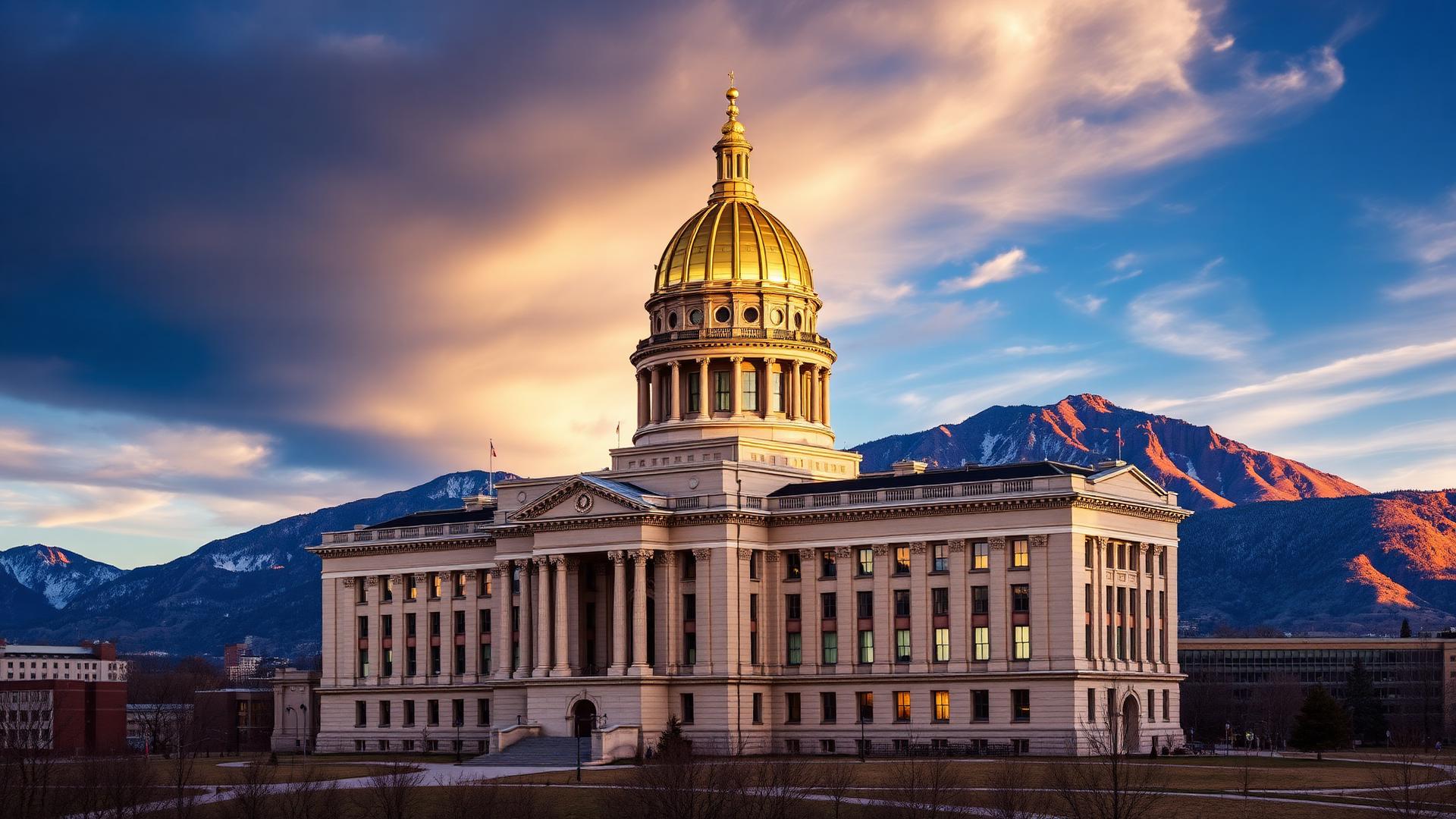 Colorado State Capitol building at golden hour