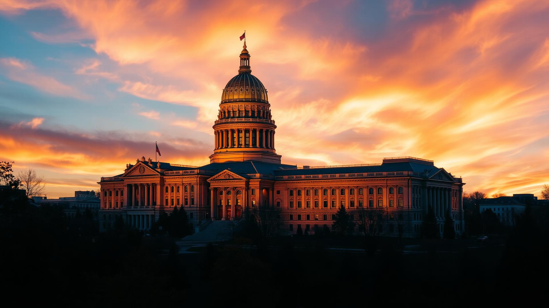 Connecticut State Capitol building at golden hour