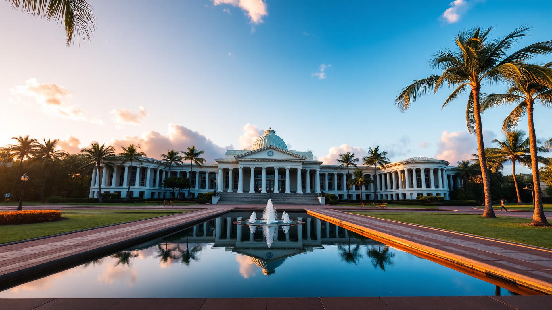 Hawaii State Capitol building at golden hour