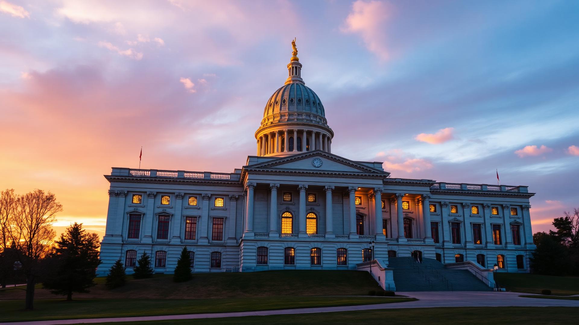 Minnesota State Capitol building at golden hour