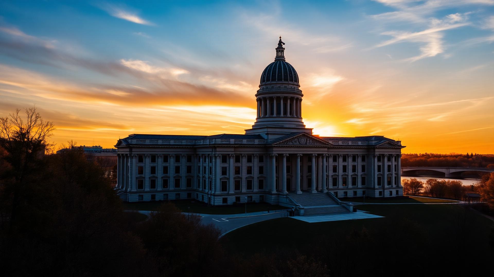 Missouri State Capitol building at golden hour