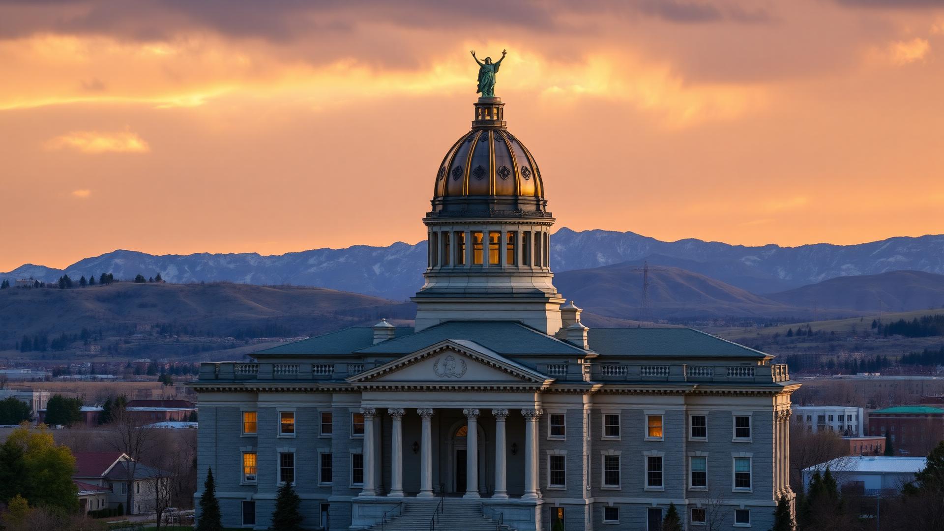 Montana State Capitol building at golden hour