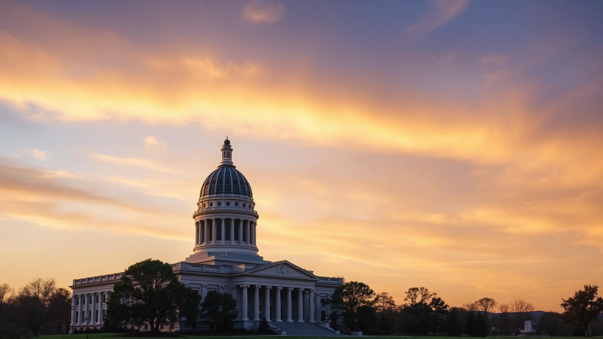 North Carolina State Capitol building at golden hour