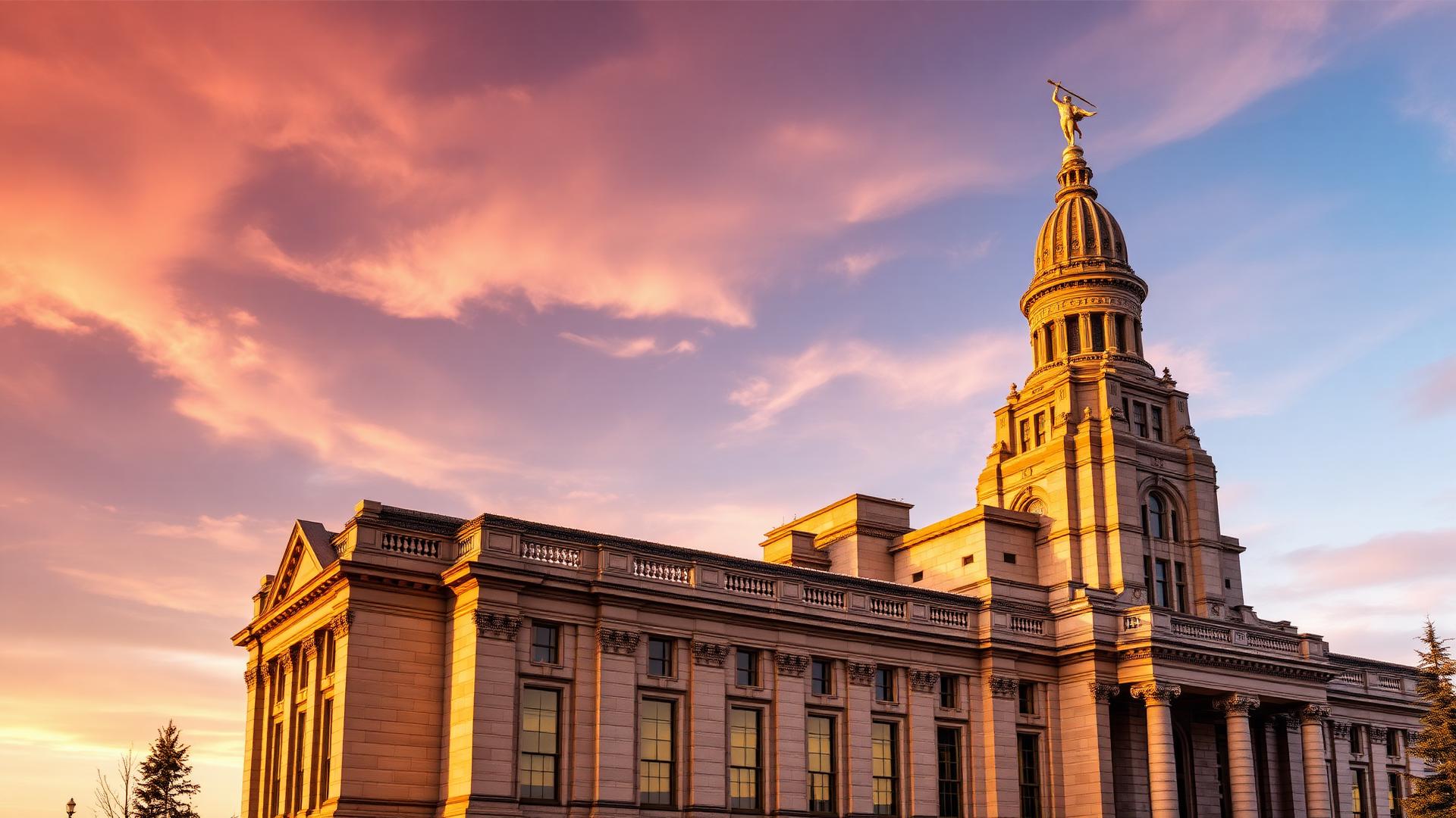 Oregon State Capitol building at golden hour