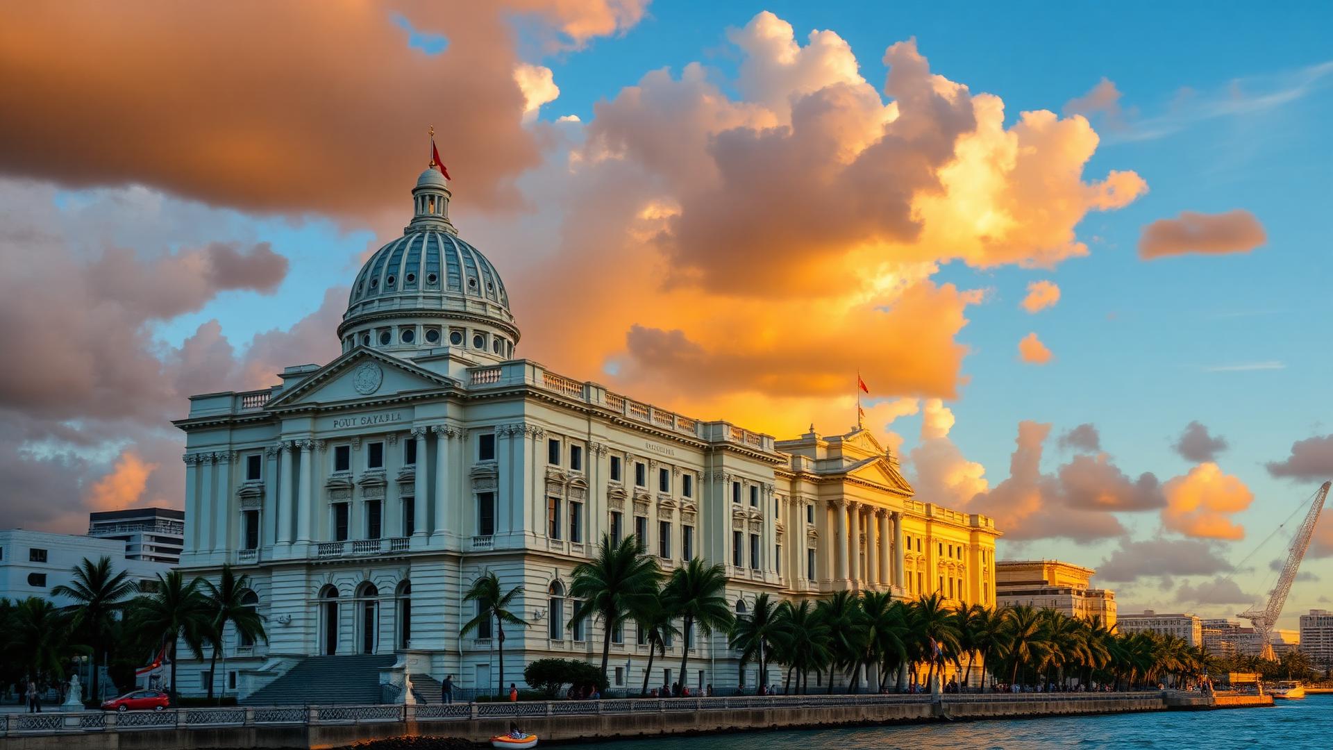 Capitol of Puerto Rico in San Juan at golden hour