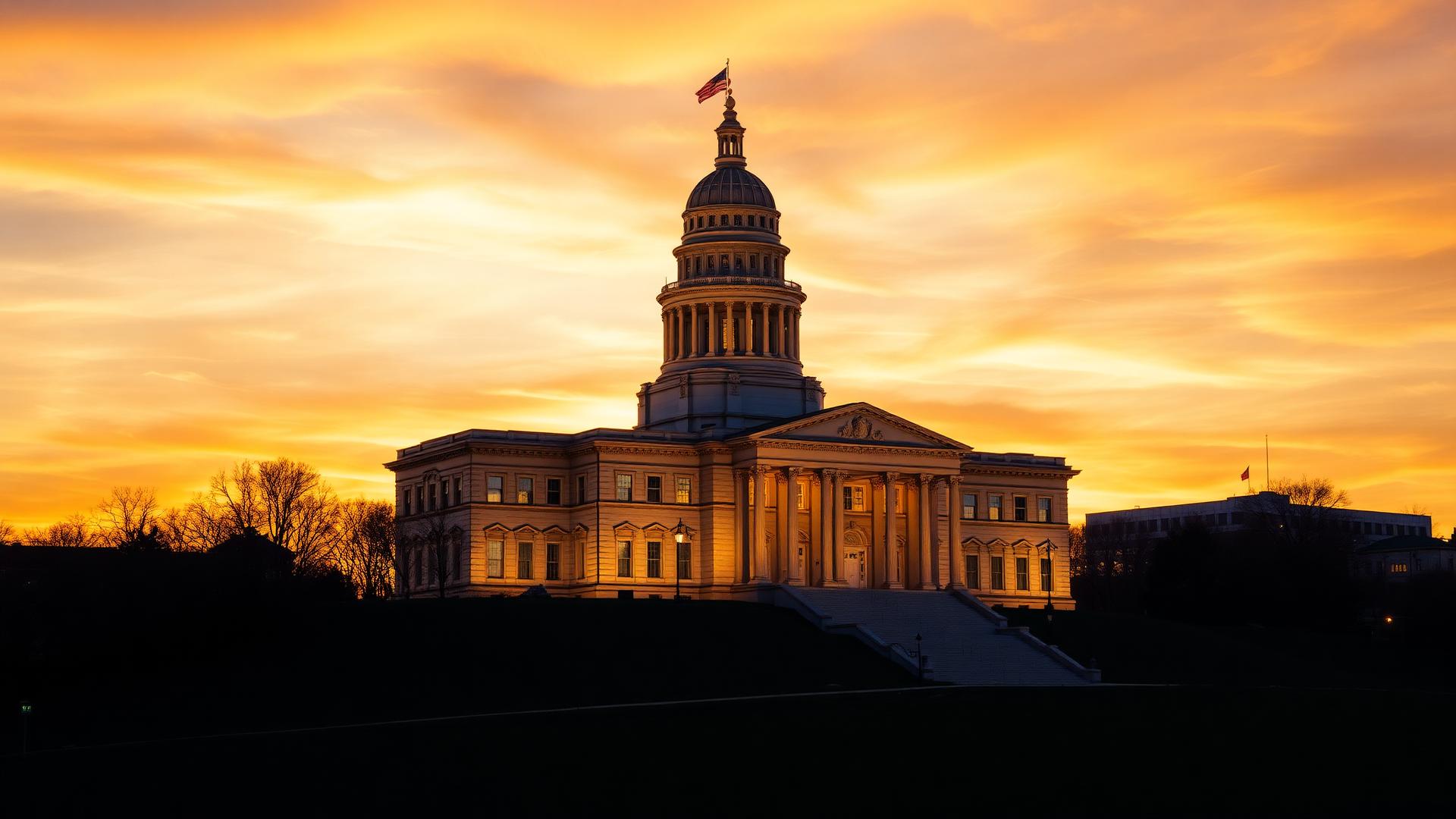 Tennessee State Capitol building at golden hour